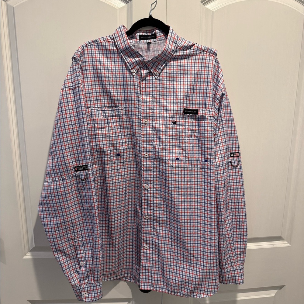 Southern Marsh Men's Red and Blue Checkered Shirt